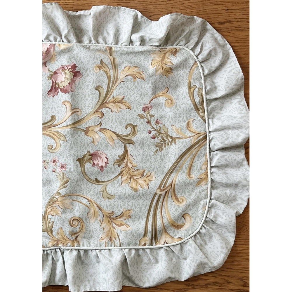 Vintage Gunne Sax Standard Pillow Sham Floral Wide Ruffle
